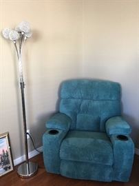 Lazy Boy lounge chair and funky floor lamp