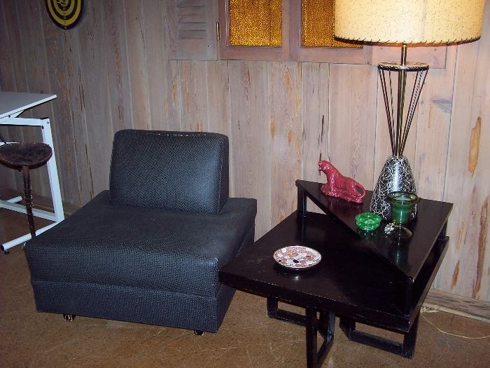 MCM Chair, Table and Lamp