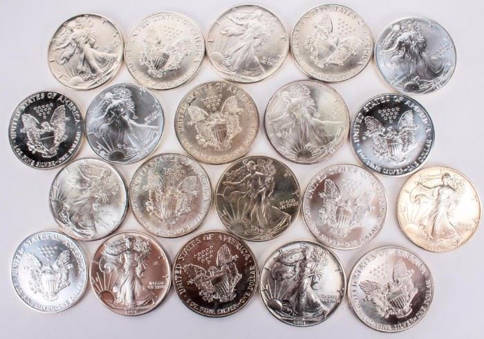 Lot 97a - Coin 1991 Silver Eagles 20 Coins Brilliant Unc.