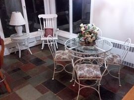 Wrought iron glass top patio set