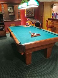 Comes with rack, cues, balls, cleaning kit, chalk etc.