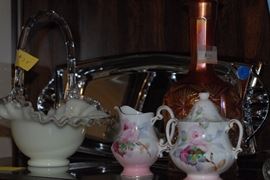 Fenton, Carnival glass and Occupied Japan spread throughout home