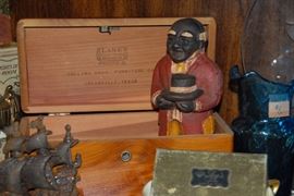 Note cedar box labeled "Collins Bros. Furniture  Company, Greenville, Texas."