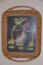 Painting enhanced with real feathers