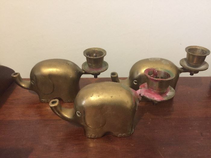 Brass elephant candle holders