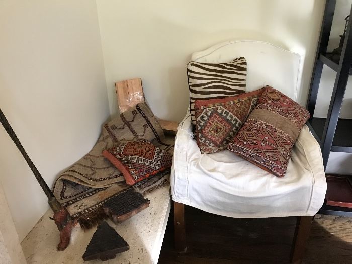 Kilim pillows and rug/hanging