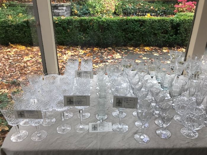 Waterford and other crystal glasses