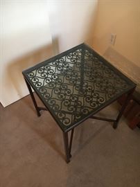 Glass top metal side table