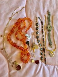 Amber necklace, intaglio necklace and more