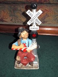 Waco Melody In Motion Chattanooga Choo Choo Willie Porcelain Emmett Kelly Figurine 15.5"H Plays Chattanooga Choo Choo, Head Moves, Light Blinks