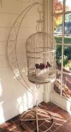 Vintage Free-Standing Hanging Bird Cage 67"H