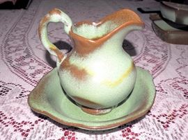Frankoma Prairie Green 16 Oz Pitcher And Bowl Set