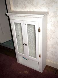 Storage Cabinet With Frosted Glass Doors, 36.75"H x 22.5"W x 7.75"D