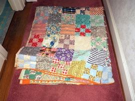 Hand Tied Vintage Checkerboard Quilt, 74" x 86"