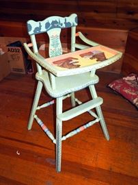 Vintage Painted Flip Top High Chair, 37"H x 21"W x 20"D