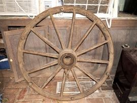 Vintage Wagon Wheel Chandelier Light Fixture, 6 Bulbs, 46"D