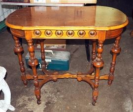 Side Table With Turned Legs, 29"H x 34"W x 18"D