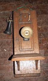 Wood Case Hand Crank Wall Phone
