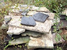 Assorted Granite And Stone Slab Pieces, Large Variety, Buyer Must Take Entire Lot