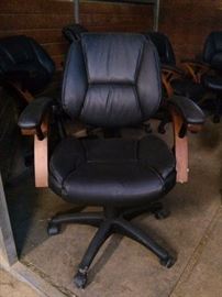 Leather and wood conference rolling office chairs