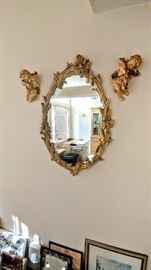 Home interior mirror and cherubs