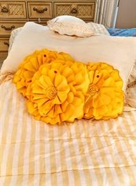 Yellow flower pillows