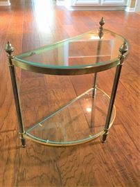 Demilune Brass & Glass Occasional Table 18"x 10"