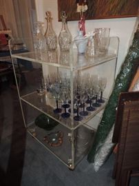Lucite rolling cart