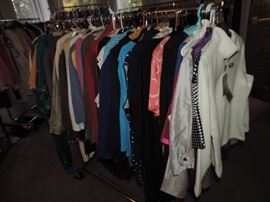 detail of clothing...names such as Carlisle, WORTH, Lauren, Cashmere Sweaters...some NEVER WORN WITH TAGS...and MUCH MORE