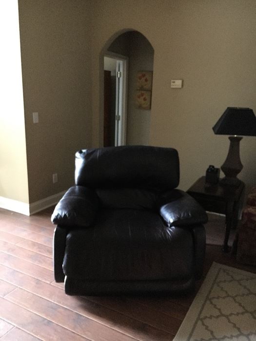 Large Overstuffed Leather Electric Recliner 