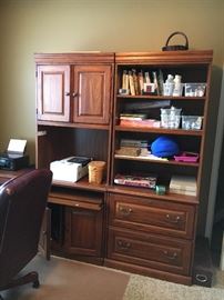 Broyhill Office Desk Set......Nice Leather Desk Chair.....Photo Printer....Computer Printer....Paper Shredder......Several adding machines....Various Office accessories 