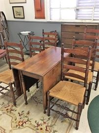 1955 Dining Table with 6 chairs, double- drop leaf