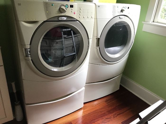 Front load washer & electric dryer (with pedestals) by Whirlpool