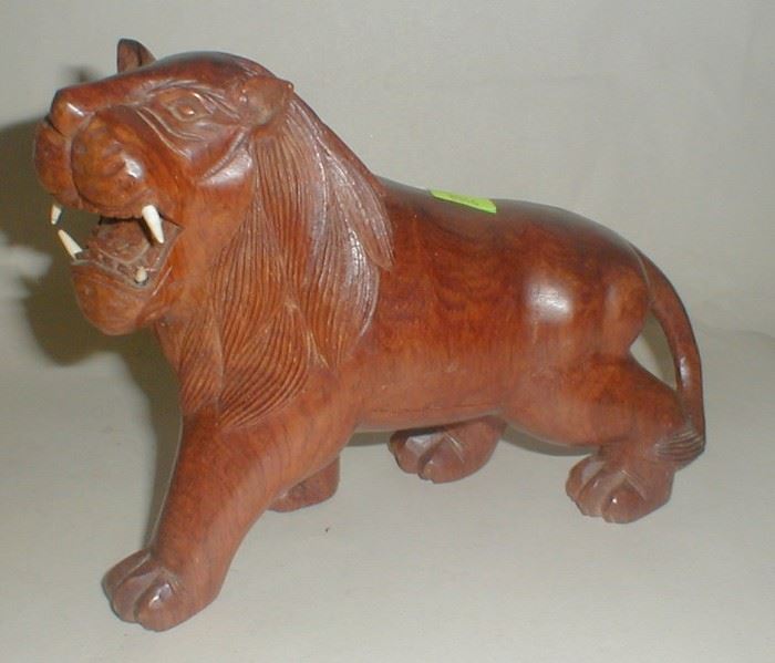 carved wood lion