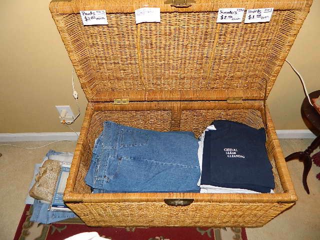 Good Blue Jeans In Vintage Wicker Basket