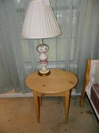 Matching Round Table With Vintage Lamp