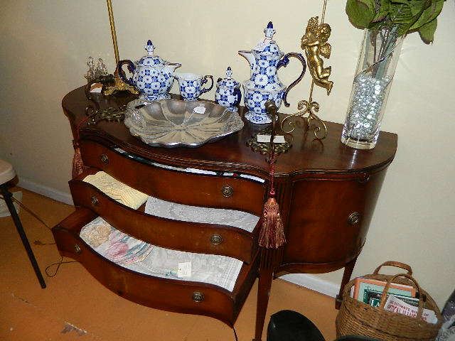 Vintage Table Cloths And More Server and Tea Set have sold; linens, and other décor still available