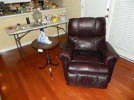 Another View Of Burgundy Chair  & Vintage Round Table
