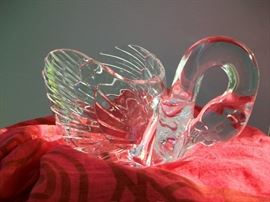Vintage Crystal Swan; photographed in the morning sunlight to catch the colors shimmering in the crystal.