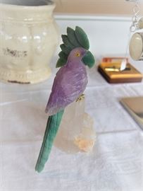 Hand carved vintage Quartz Parrot 