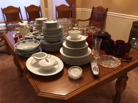 CHRISTMAS CHINA (service for10), NORITAKE CHINA (service for 10), AND EVERYDAY CHINA AND GLASS WARE.