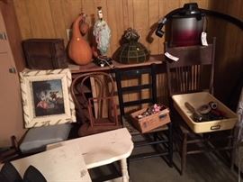 OLD CHAIRS/ PIECRUST TABLE, ETC.