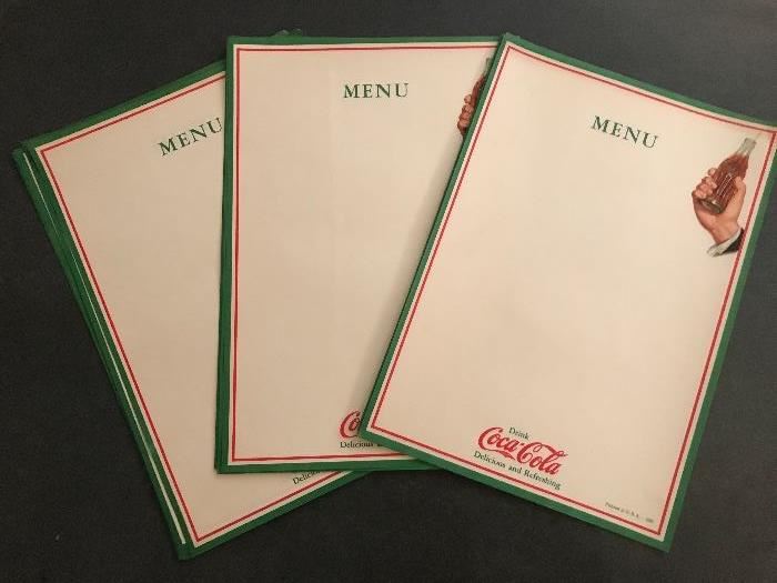 Very Old Coca cola Menu Special sheets