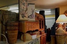 Antique French Pine Cabinet, Apple Baskets, Hutches, Screens, Baskets