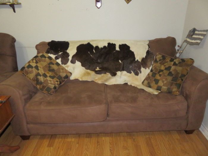 Nice Ultra Suede Couch and Cowhide
