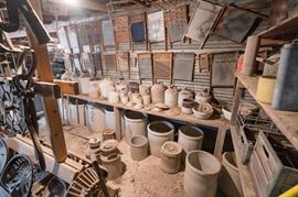 NOTE: The Meyer pottery that appears missing in this photo is *still* in this sale - it has been removed from this barn and placed in a more secure structure - Vogt