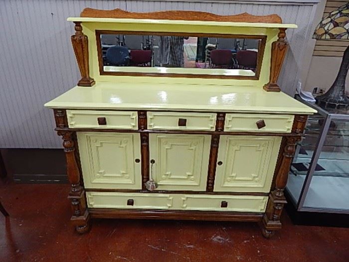 Antique Oak Accent Painted Sideboard