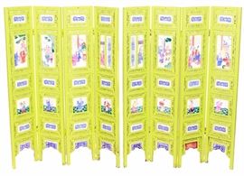 Chinese Folding Screen with Painted Panels