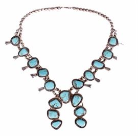 Native American Silver Squash Blossom Necklace