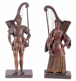 Pair of 19th C. Tole Figural Planters